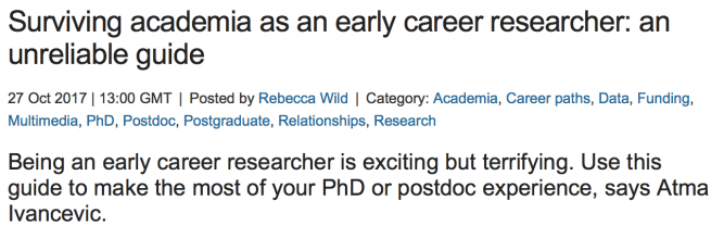Surviving academia as an early career researcher: an unreliable guide
